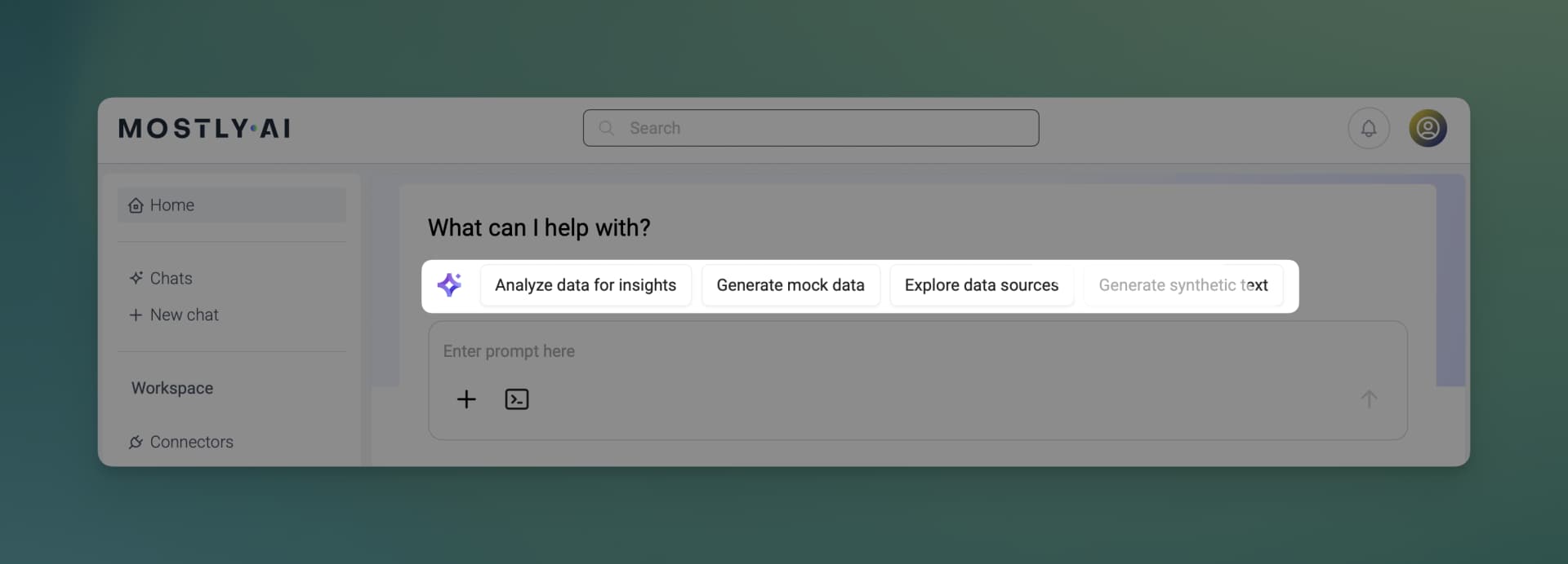 MOSTLY AI Assistant - Start a new chat - Use a prompt