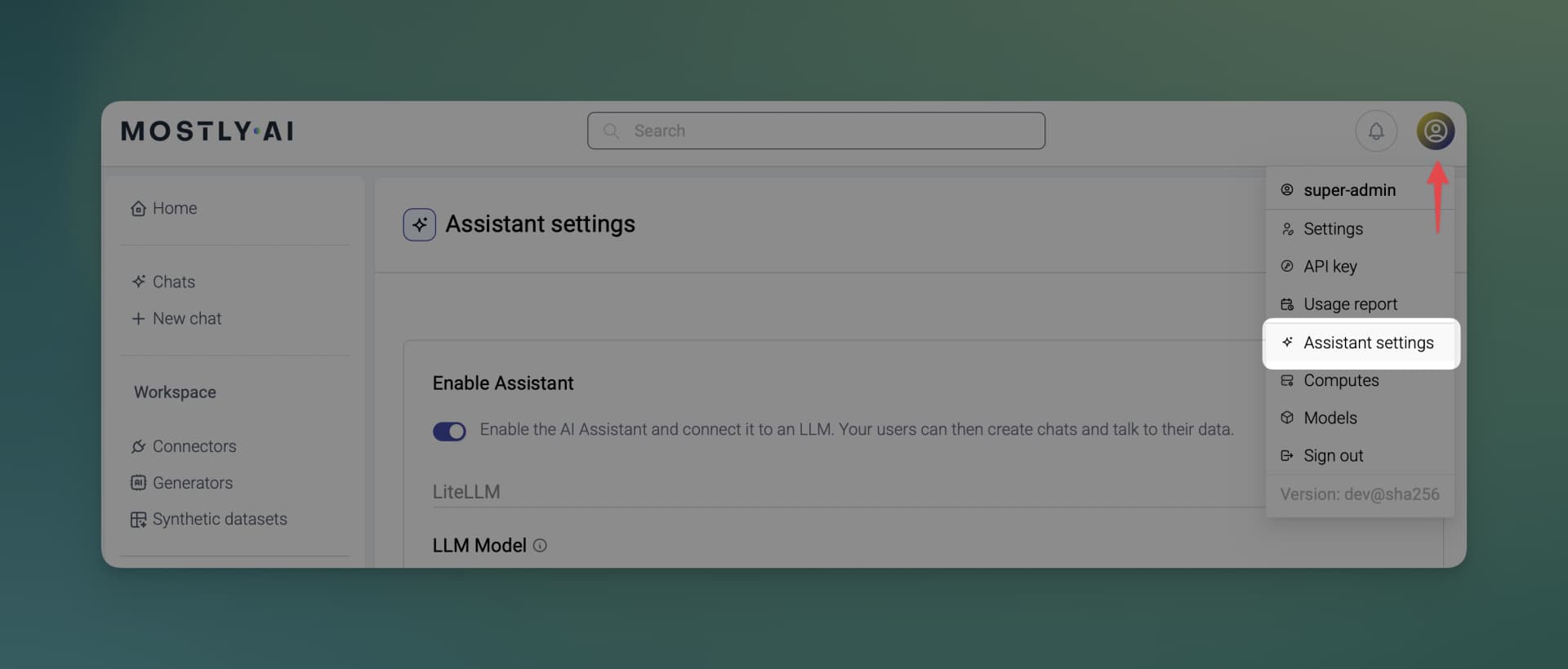 MOSTLY AI - Assistant configuration